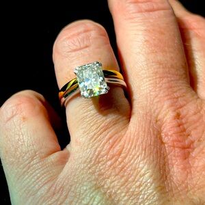 2.5 carat radiant cut moissanite solitaire ring. Stamped 14k gold!
